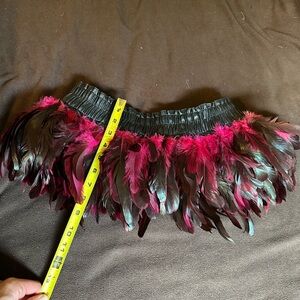 Feathered Mini Skirt in Black and Pink